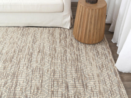 Copacabana Geometric Beige Wool Rug