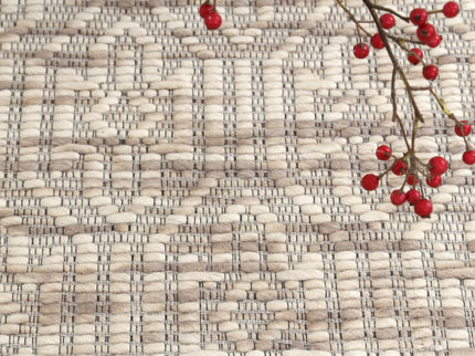 Copacabana Geometric Beige Wool Rug
