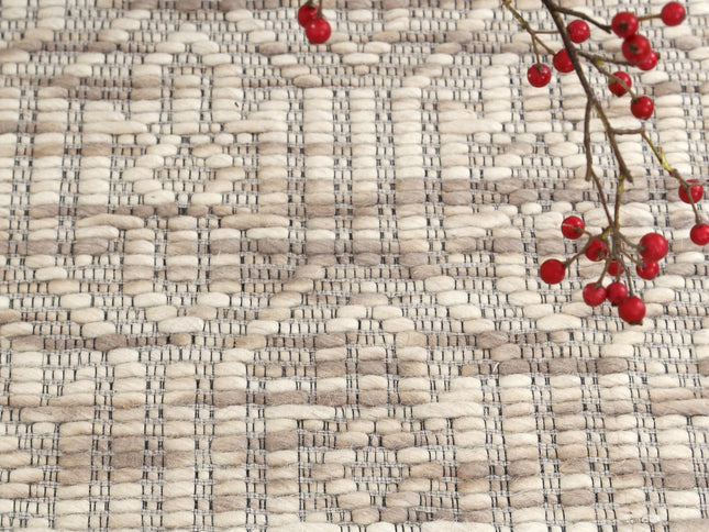 Copacabana Geometric Beige Wool Rug