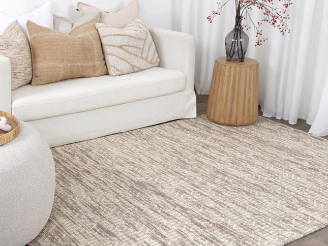 Copacabana Geometric Beige Wool Rug