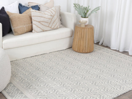 Copacabana Geometric Light Grey Wool Rug