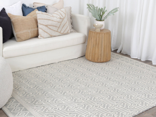 Copacabana Geometric Light Grey Wool Rug