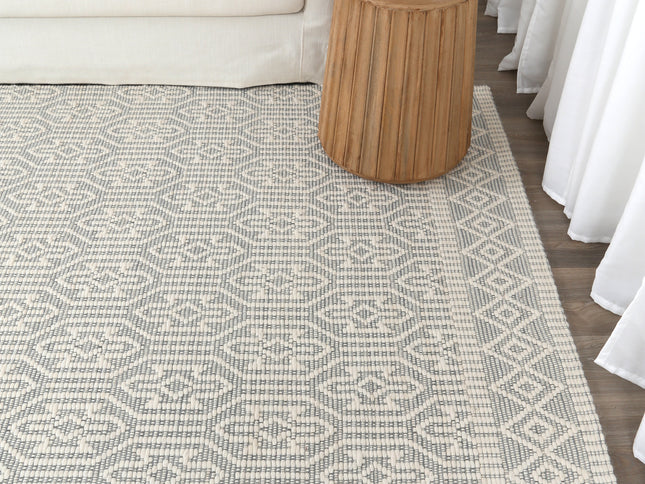 Copacabana Geometric Light Grey Wool Rug
