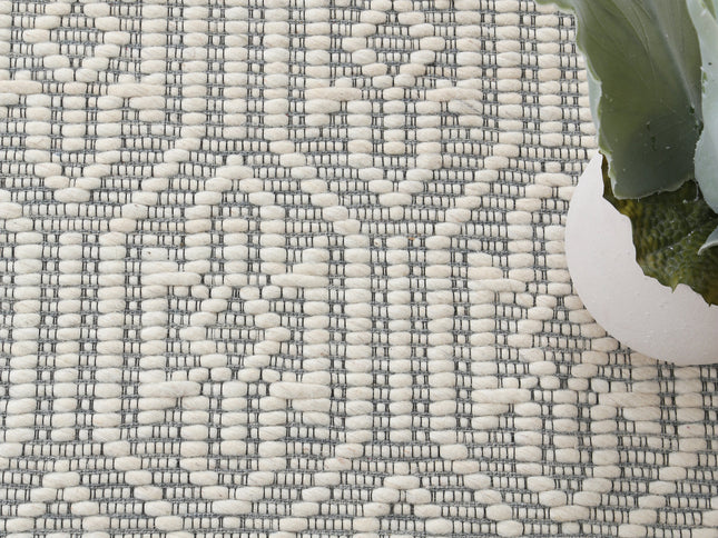 Copacabana Geometric Light Grey Wool Rug