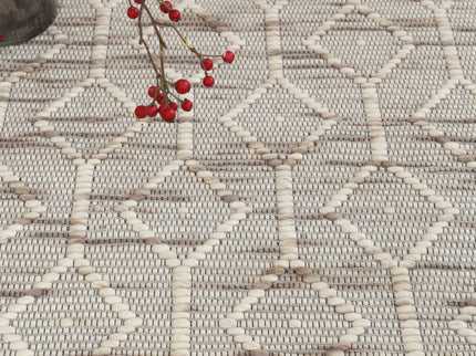 Copacabana Lattice Beige Wool Rug