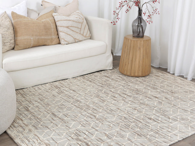 Copacabana Lattice Beige Wool Rug