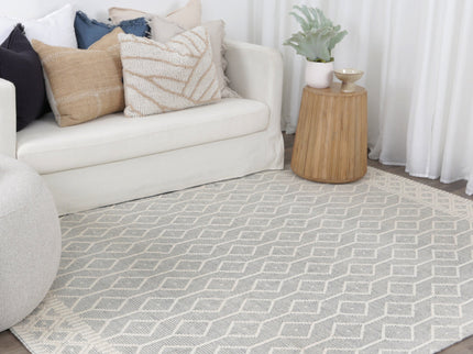 Copacabana Lattice Light Grey Wool Rug