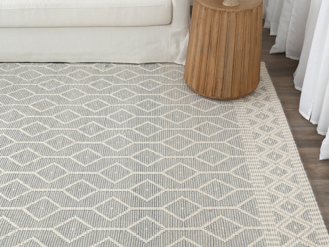 Copacabana Lattice Light Grey Wool Rug