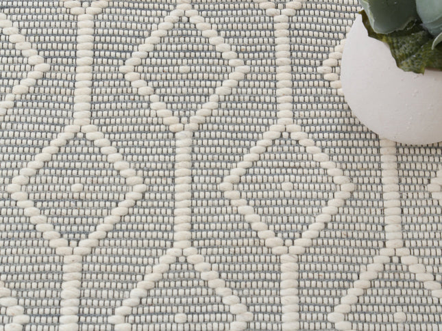 Copacabana Lattice Light Grey Wool Rug