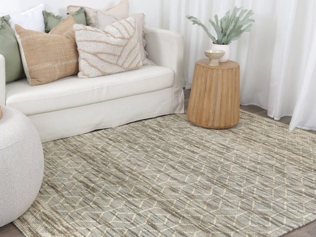 Copacabana Lattice Moss Wool Rug