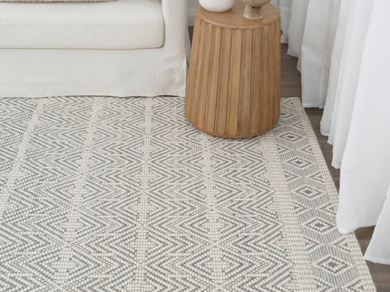 Copacabana Chevron Light Grey Wool Rug