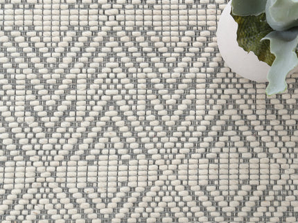 Copacabana Chevron Light Grey Wool Rug