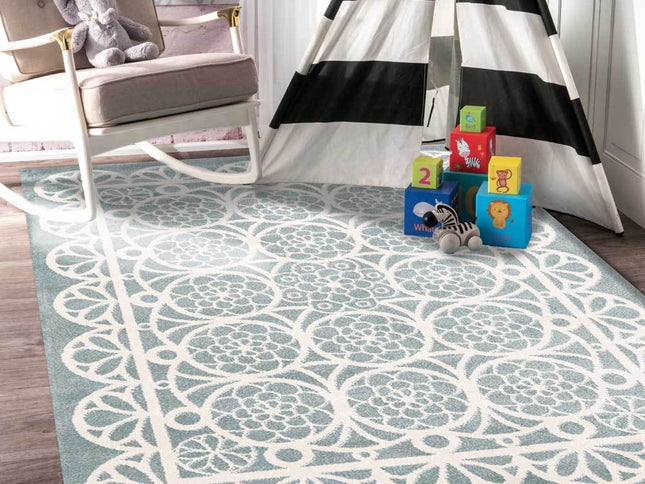 Piccolo Aqua White Doily Kids Rug