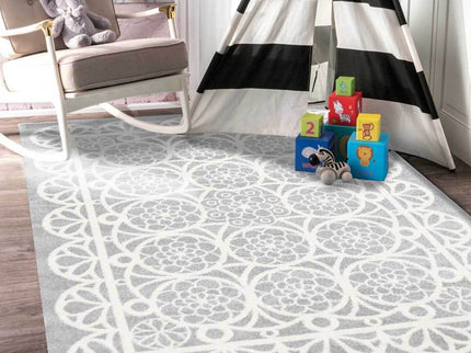 Piccolo Grey and White Doily Kids Rug