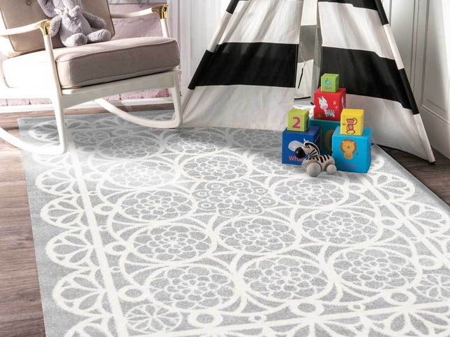 Piccolo Grey and White Doily Kids Rug