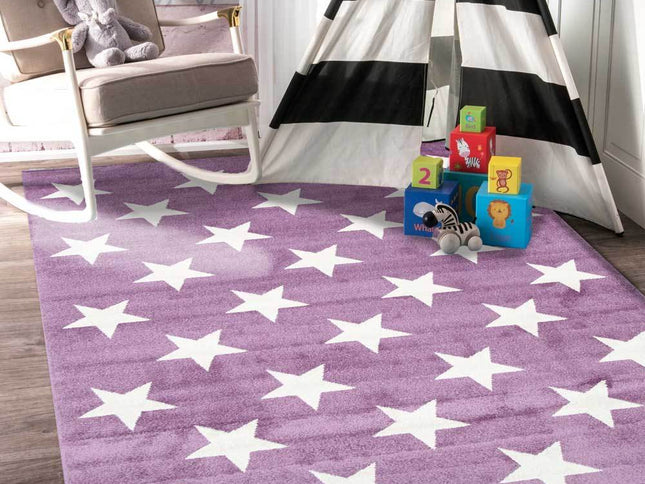 Piccolo Violet Pink and White Stars Kids Rug