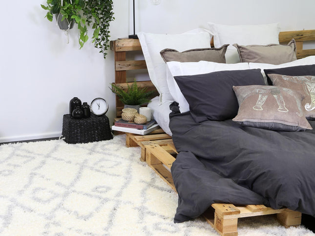 Moroccan Cream and Silver Fes Rug