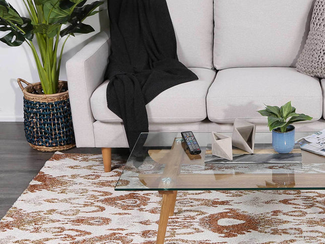 Chelsea Cream and Beige Geometric Ikat Rug