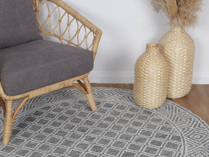 Amritsar Ajnala Grey Round Cotton Blend Rug