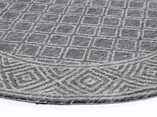 Amritsar Ajnala Grey Round Cotton Blend Rug