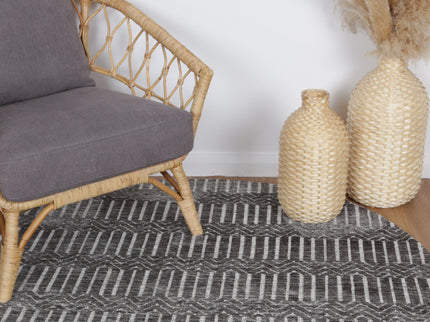Amritsar Attari Charcoal & Beige Round Cotton Blend Rug
