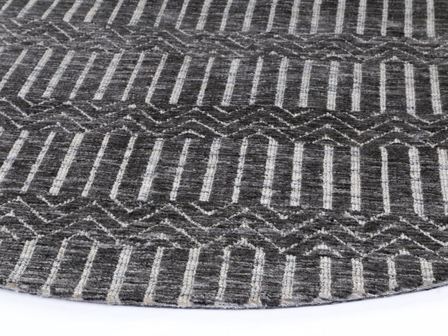 Amritsar Attari Charcoal & Beige Round Cotton Blend Rug