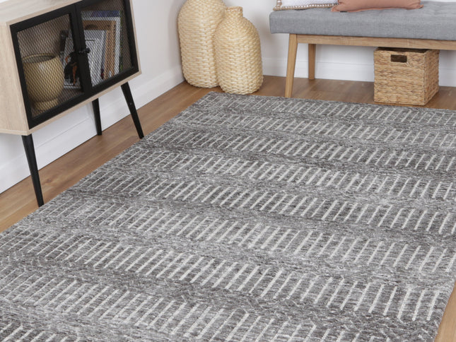 Amritsar Attari Charcoal & Beige Cotton Blend Rug