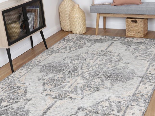 Amritsar Beas Charcoal & Beige Cotton Blend Rug