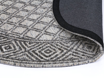 Amritsar Ajnala Charcoal & Beige Round Cotton Blend Rug