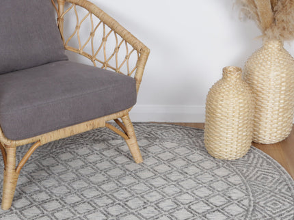 Amritsar Ajnala Charcoal & Beige Round Cotton Blend Rug