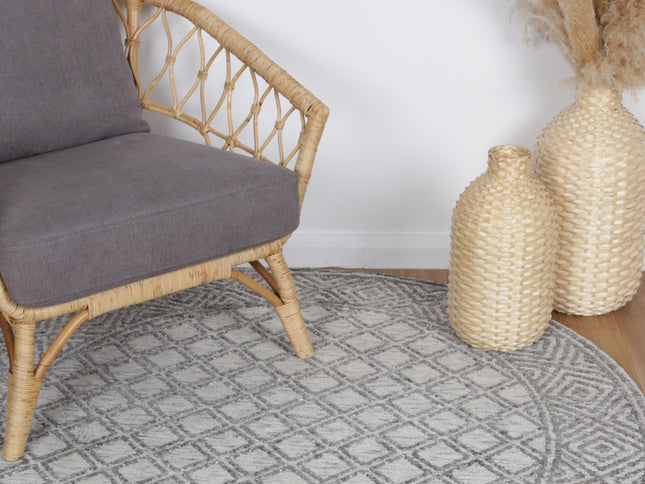 Amritsar Ajnala Charcoal & Beige Round Cotton Blend Rug