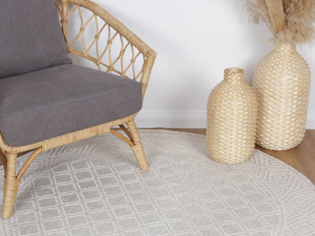 Amritsar Ajnala Cream Round Cotton Blend Rug