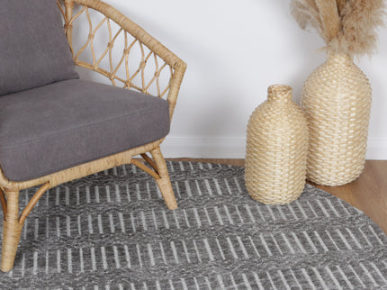 Amritsar Attari Grey Round Cotton Blend Rug