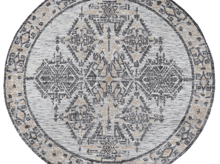 Amritsar Beas Charcoal & Beige Round Cotton Blend Rug