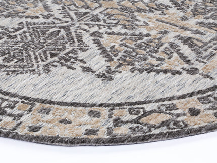 Amritsar Beas Charcoal & Beige Round Cotton Blend Rug