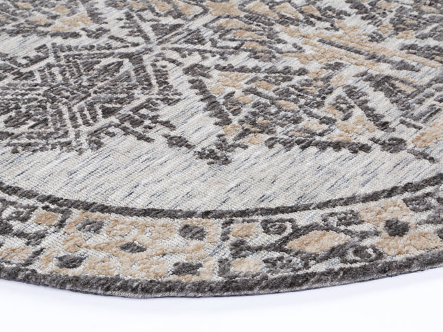 Amritsar Beas Charcoal & Beige Round Cotton Blend Rug