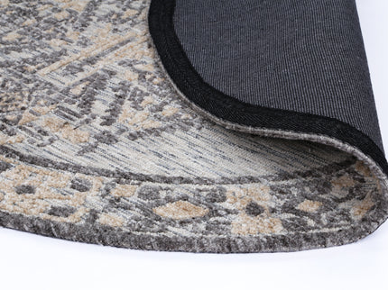 Amritsar Beas Charcoal & Beige Round Cotton Blend Rug