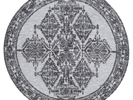 Amritsar Beas Grey Round Cotton Blend Rug