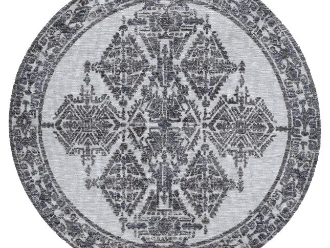Amritsar Beas Grey Round Cotton Blend Rug