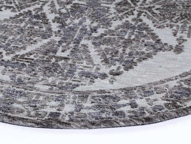 Amritsar Beas Grey Round Cotton Blend Rug