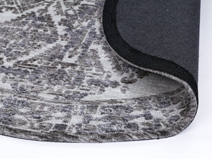 Amritsar Beas Grey Round Cotton Blend Rug