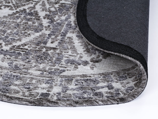 Amritsar Beas Grey Round Cotton Blend Rug