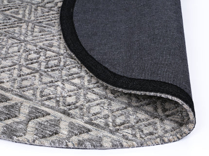 Amritsar Ramdass Charcoal & Beige Round Cotton Blend Rug