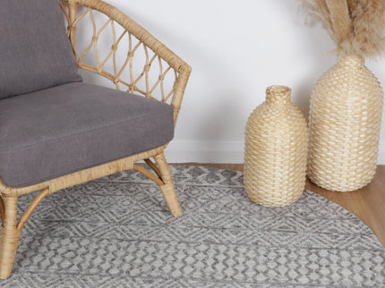 Amritsar Ramdass Charcoal & Beige Round Cotton Blend Rug