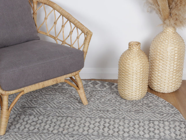 Amritsar Ramdass Charcoal & Beige Round Cotton Blend Rug