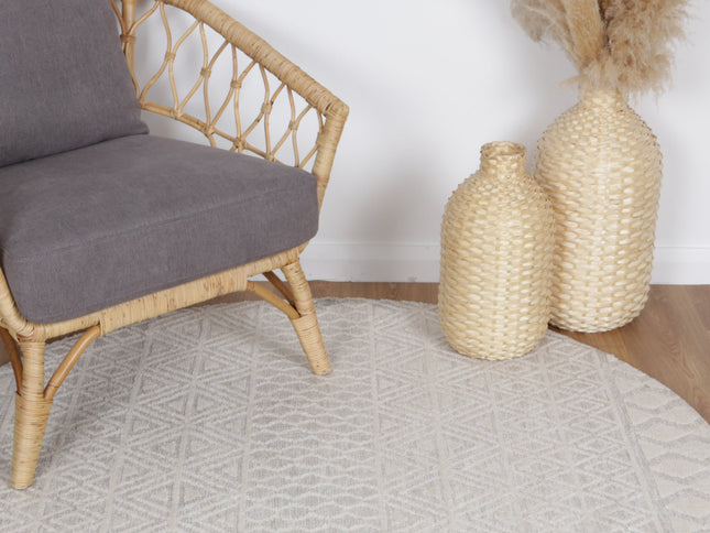 Amritsar Ramdass Cream Round Cotton Blend Rug