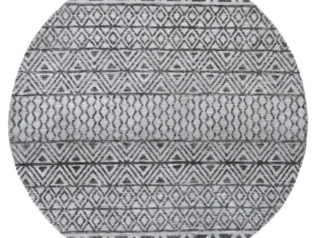Amritsar Ramdass Grey Round Cotton Blend Rug