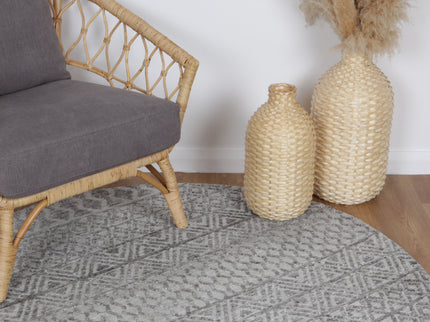 Amritsar Ramdass Grey Round Cotton Blend Rug