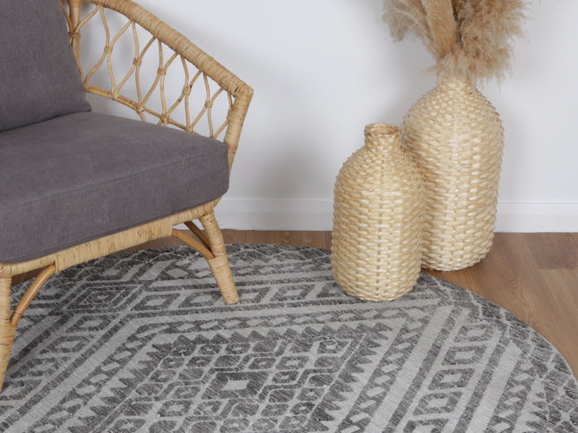 Amritsar Majitha Grey Round Cotton Blend Rug