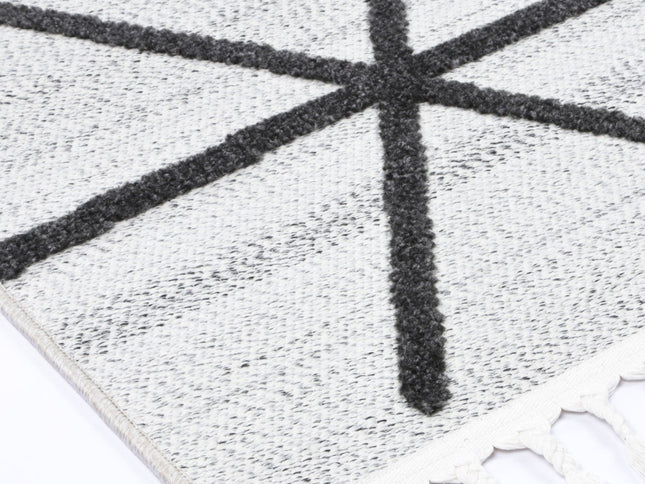 Ares Trojan Geometric Ivory and Anthracite Rug